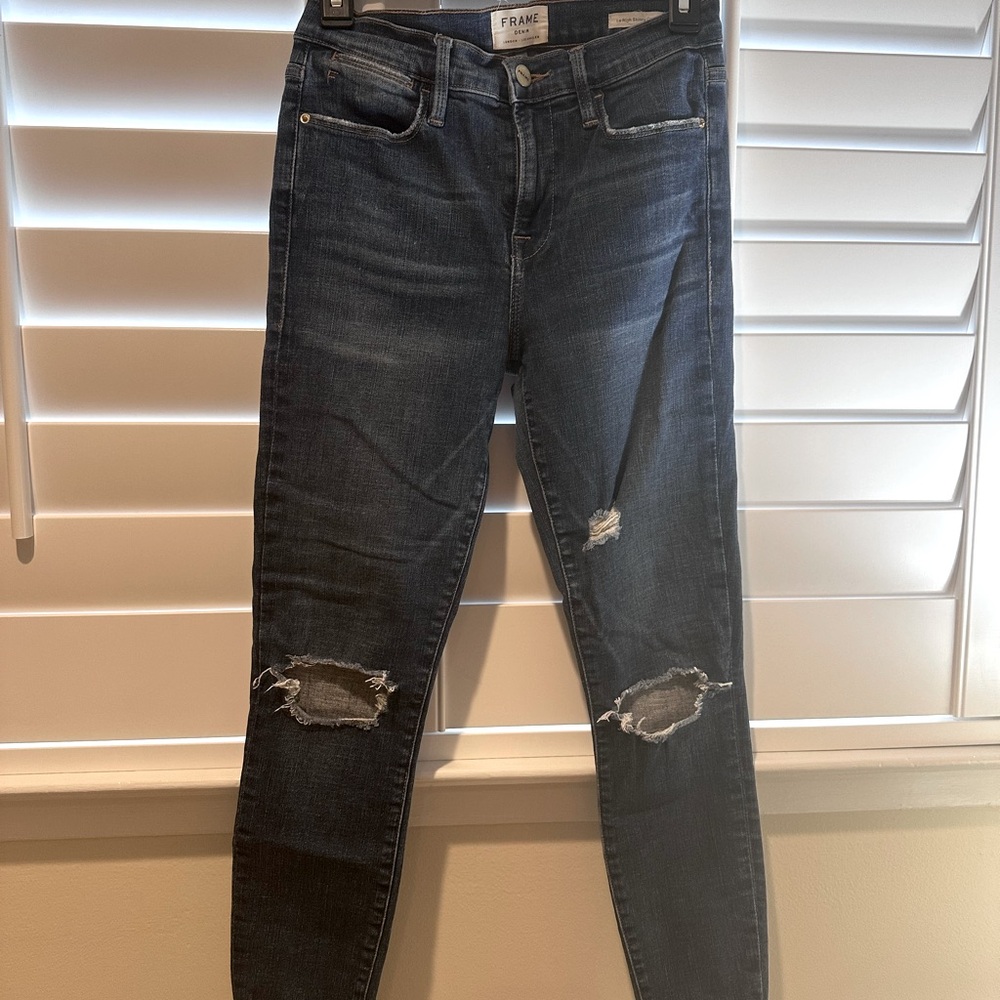 Frame Le High Skinny Distressed Denim